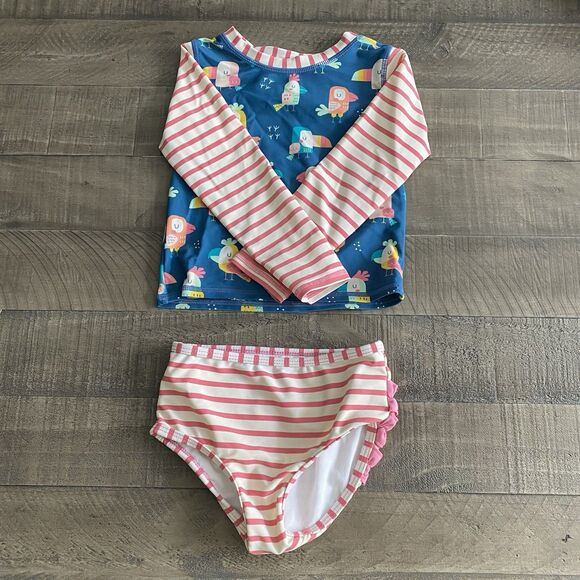 Rufflebutts Other - Ruffle Butts You're The Tweetest Long Sleeve Rash‎ Guard Bikini Set Size 3T